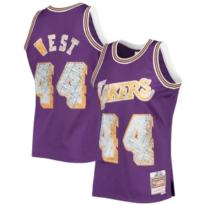Increíble Jerry West Los Angeles Lakers 1971/72 Hardwood Classics NBA 75th Anniversary Diamond Swingman Jersey Purple  para la gran final