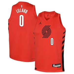Encantador Fácil de llevar Elegante Damian Lillard Portland Trail Blazers Jordan Brand Youth Swingman Jersey Statement Edition Red  para la gran final