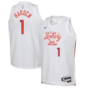Sofisticado Delicioso James Harden Philadelphia 76ers Nike Youth 2022/23 Swingman Jersey City Edition White  para la gran final