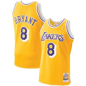 Lujoso Men's Los Angeles Lakers Kobe Bryant Gold 1996 97 Hardwood Classics Authentic Player Jersey  para la gran final