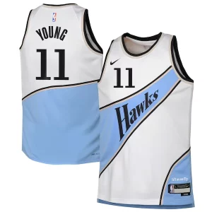 Original Moderno Cool Trae Young Atlanta Hawks Nike Youth 2024/25 Swingman Player Jersey City Edition White  para la gran final